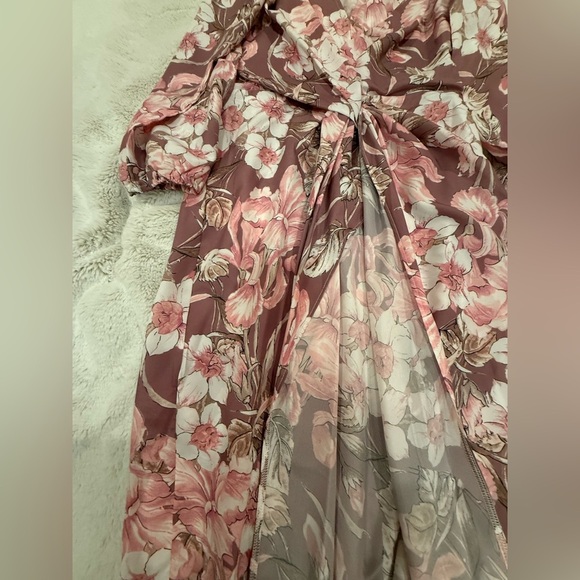 Alexia Admor Mauve Draped Front Floral Dress – No Size Tag (See Measurements) - Picture 9 of 11